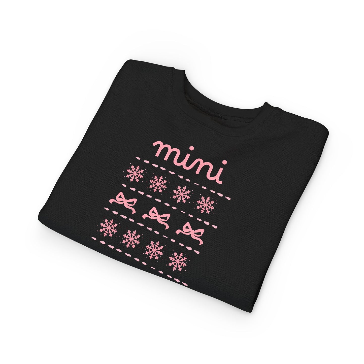 Mini Christmas Toddler Sweatshirt — Pink Bow & Snowflake Cozy Pullover