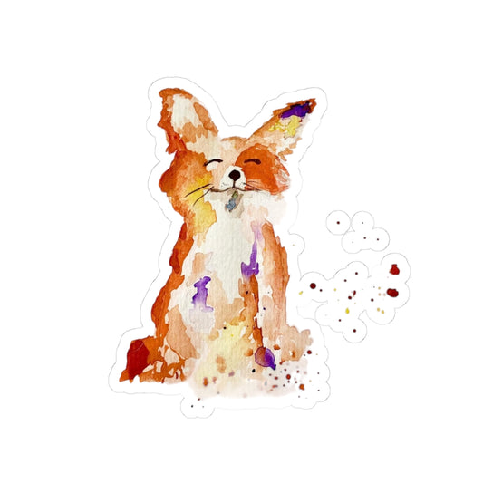 Watercolor Mini Fox Kiss-Cut Sticker