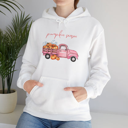 Pumpkin Season Hoodie with Vintage Truck Design | Fall Sweatshirt