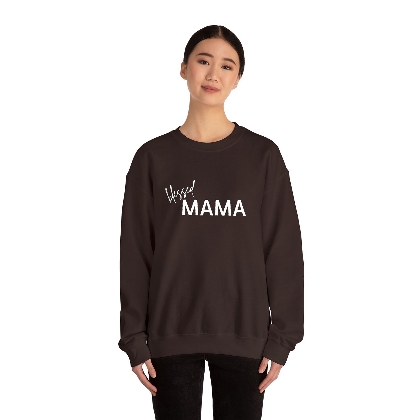 Embroidered Blessed Mama Crewneck Sweatshirt