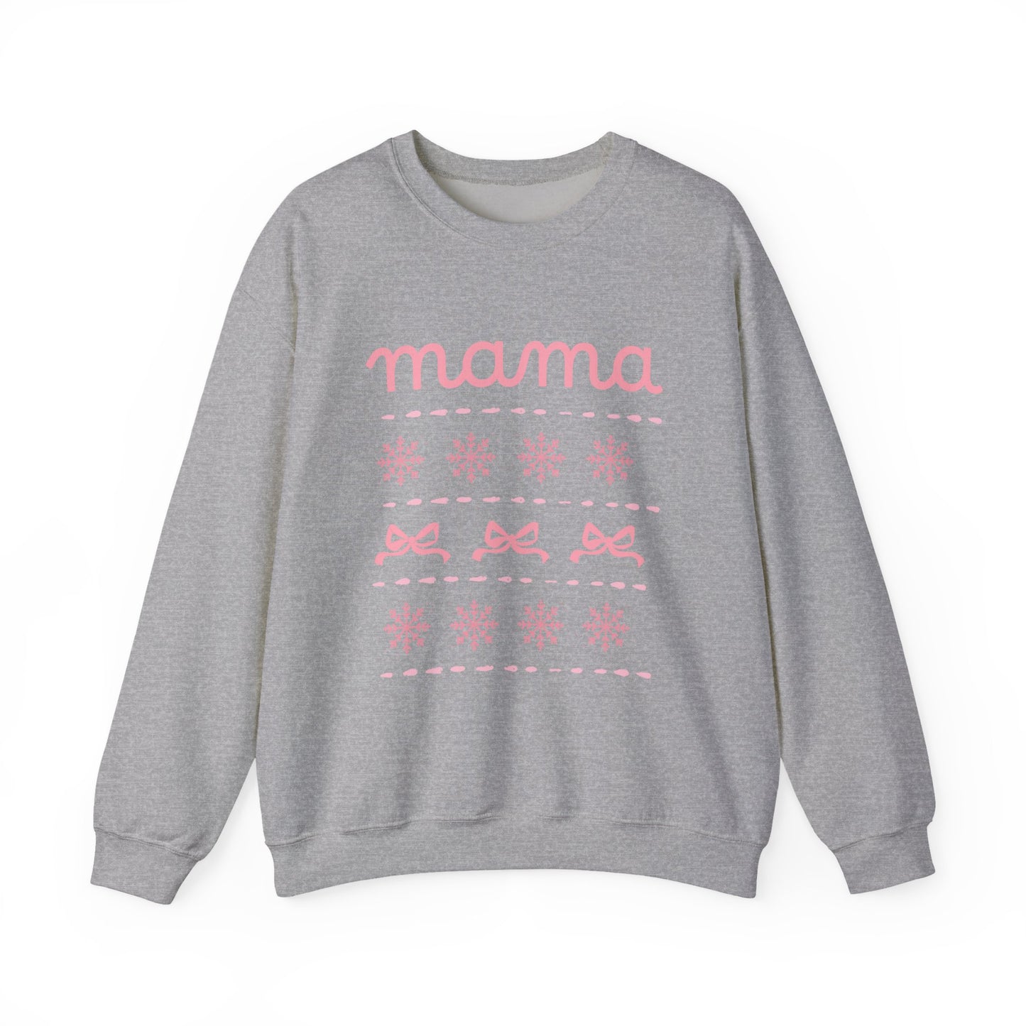 Mama Christmas Crewneck Sweatshirt — Pink Holiday Mama Graphic