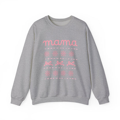 Mama Christmas Crewneck Sweatshirt — Pink Holiday Mama Graphic