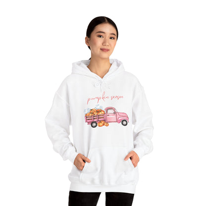 Pumpkin Season Hoodie with Vintage Truck Design | Fall Sweatshirt