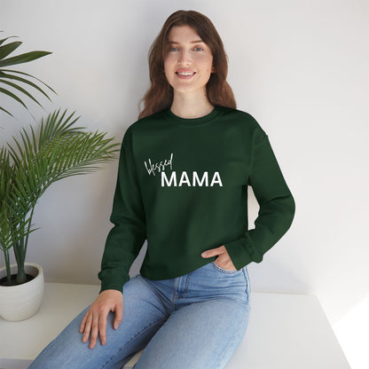 Embroidered Blessed Mama Crewneck Sweatshirt