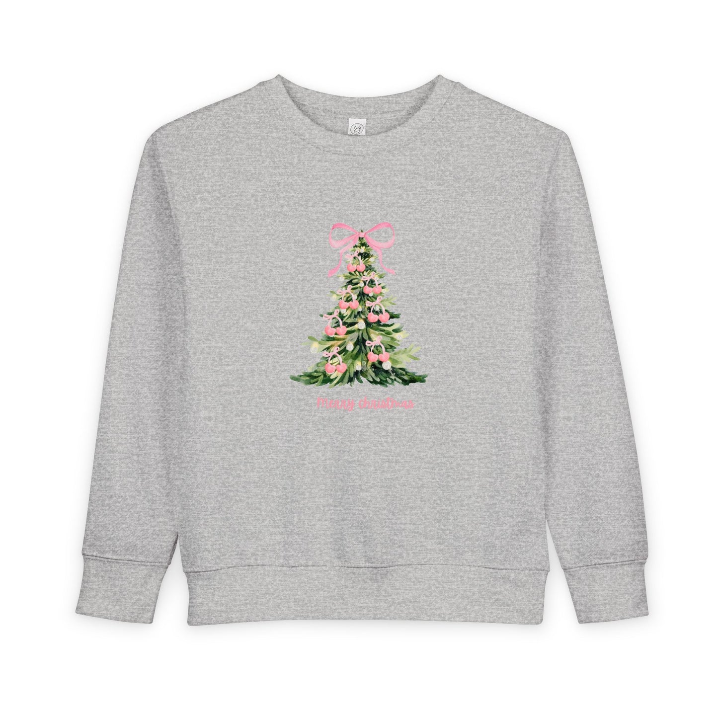 Christmas Tree Pink Cherry Bow Toddler Sweatshirt