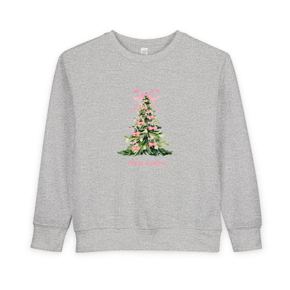 Christmas Tree Pink Cherry Bow Toddler Sweatshirt