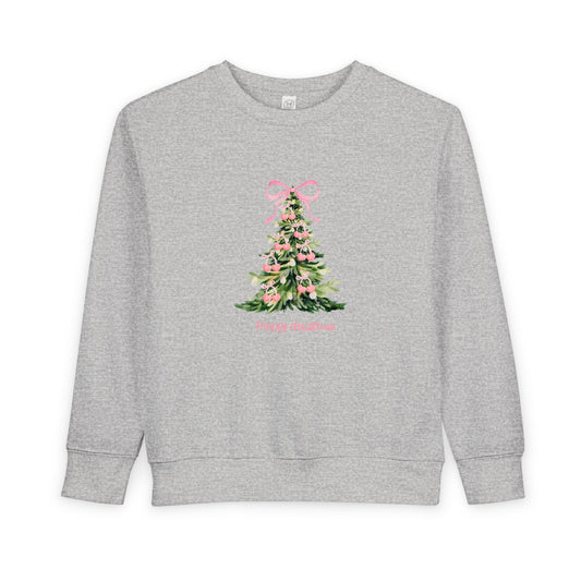 Christmas Tree Pink Cherry Bow Toddler Sweatshirt