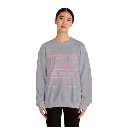 Mama Christmas Crewneck Sweatshirt — Pink Holiday Mama Graphic