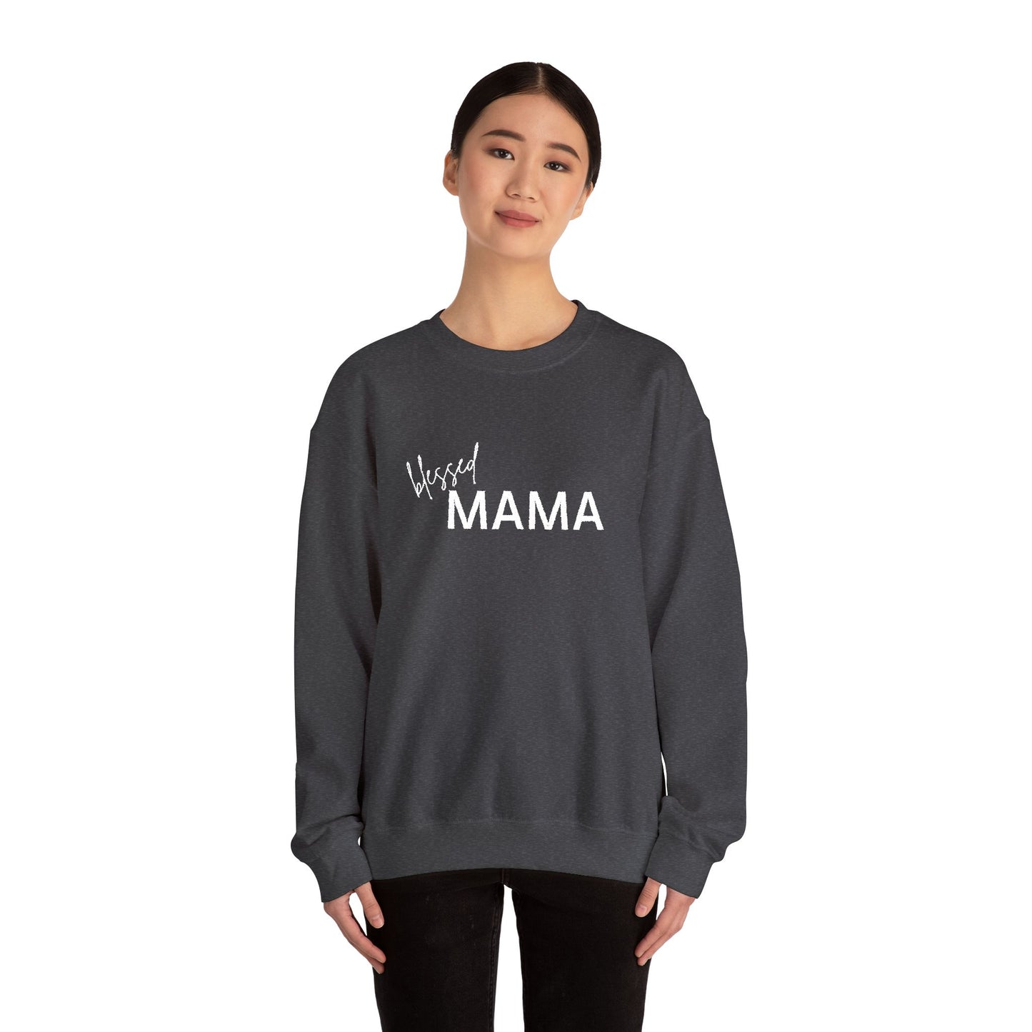 Embroidered Blessed Mama Crewneck Sweatshirt