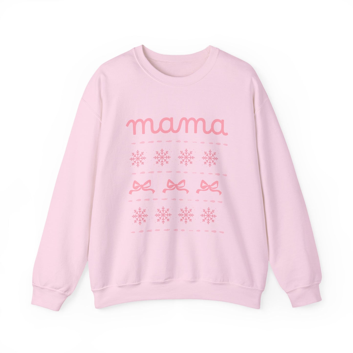Mama Christmas Crewneck Sweatshirt — Pink Holiday Mama Graphic