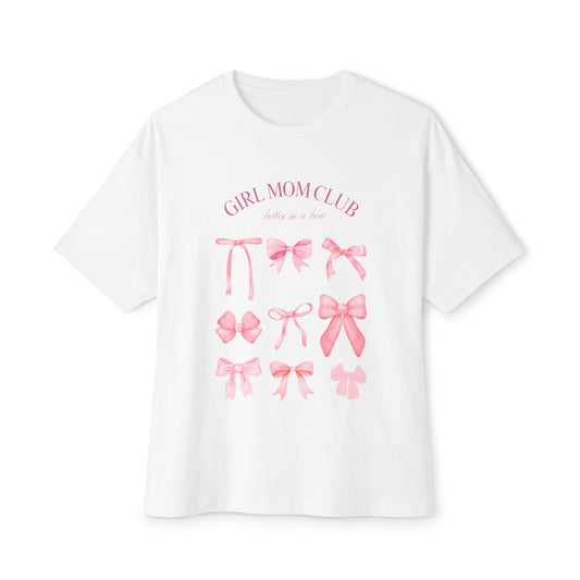 Girl Mom Club Graphic Unisex Oversized Tee, Girly Casual Wear, Cute Gift for Her, Spring/Summer Fashion, Relaxed Fit Top