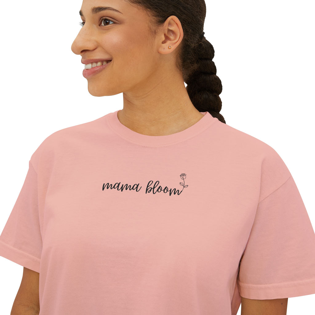Mama Bloom Boxy Tee – Floral "Bloom" Graphic Crop Top