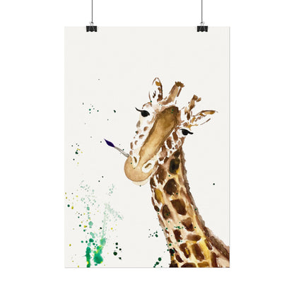 Giraffe Watercolor Poster — Textured Matte Nursery Art