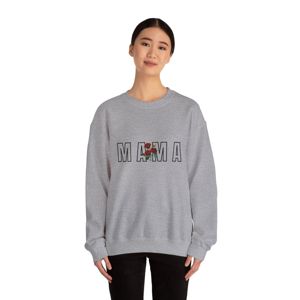 Carol Jean Mama Floral Crewneck Sweatshirt – 'MAMA' Rose Graphic Mother's Day Pullover