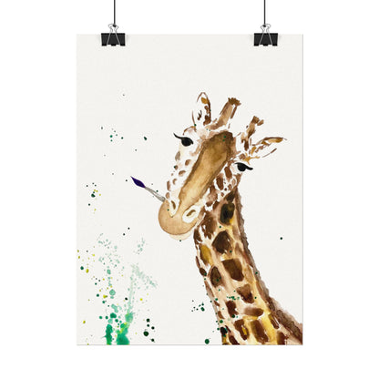 Giraffe Watercolor Poster — Textured Matte Nursery Art