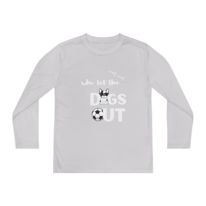 Youth Long Sleeve Dog-Themed Tee, Perfect for Young Animal Lovers, Cool Dog Playwear, Birthday Gift, Sports Events, Casual Outfits