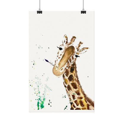 Giraffe Watercolor Poster — Textured Matte Nursery Art