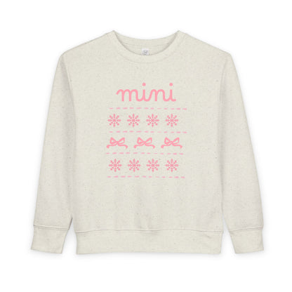 Mini Christmas Toddler Sweatshirt — Pink Bow & Snowflake Cozy Pullover