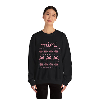 Mini Christmas Crewneck Sweatshirt Adult Sizes— Pink Holiday Mama Graphic