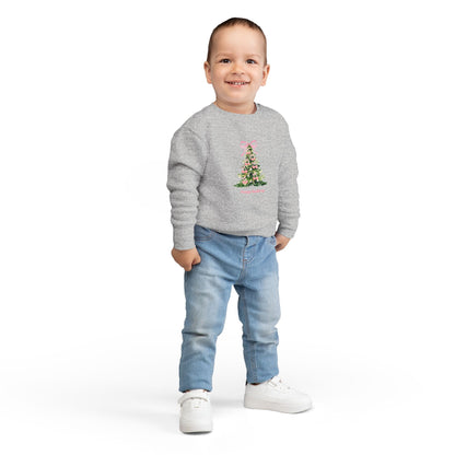 Christmas Tree Pink Cherry Bow Toddler Sweatshirt