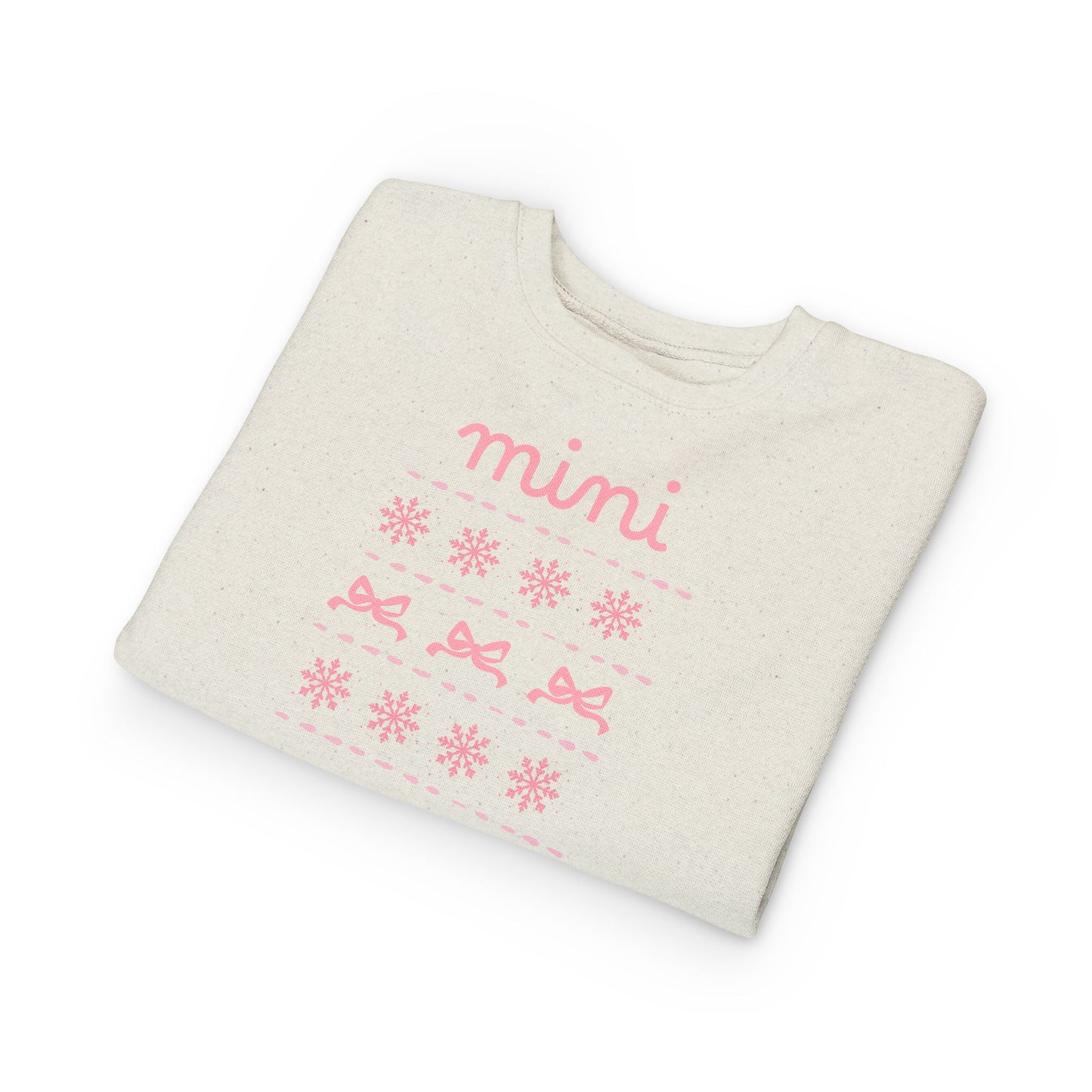 Mini Christmas Toddler Sweatshirt — Pink Bow & Snowflake Cozy Pullover