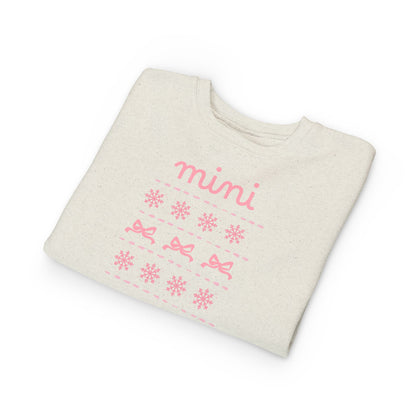 Mini Christmas Toddler Sweatshirt — Pink Bow & Snowflake Cozy Pullover