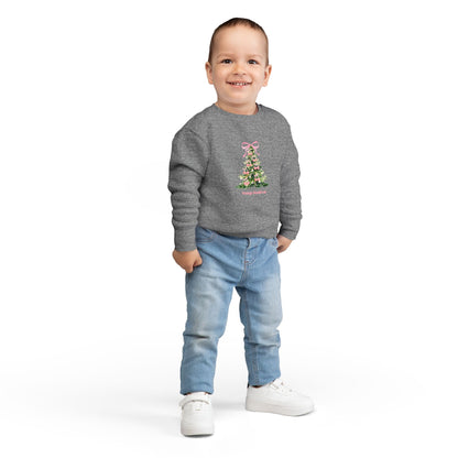 Christmas Tree Pink Cherry Bow Toddler Sweatshirt