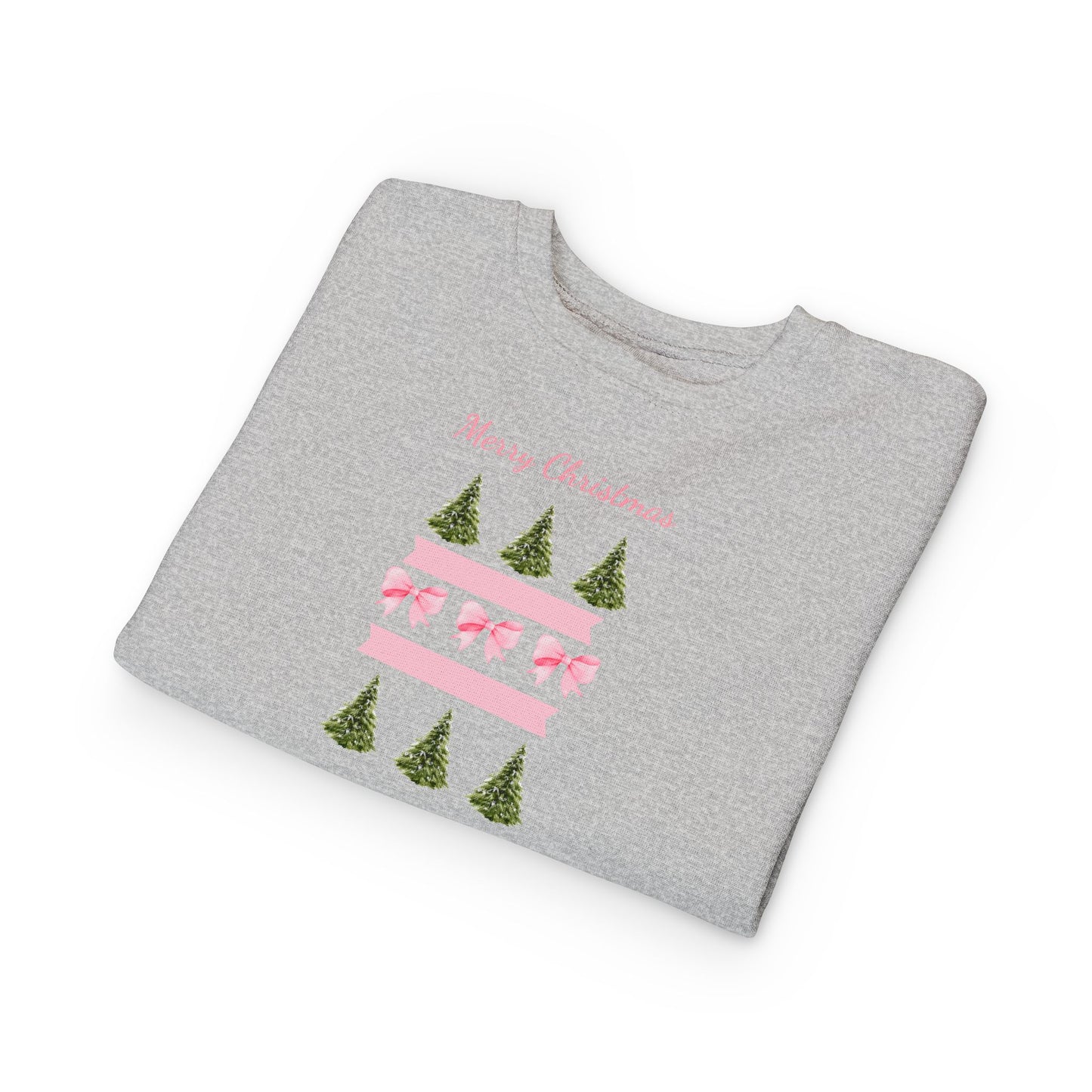 Merry Christmas Pink Ribbon and Trees Toddler Sweatshirt