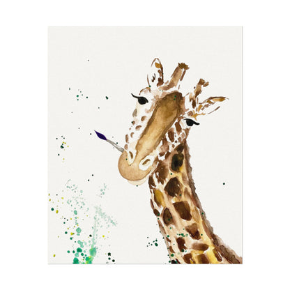 Giraffe Watercolor Poster — Textured Matte Nursery Art
