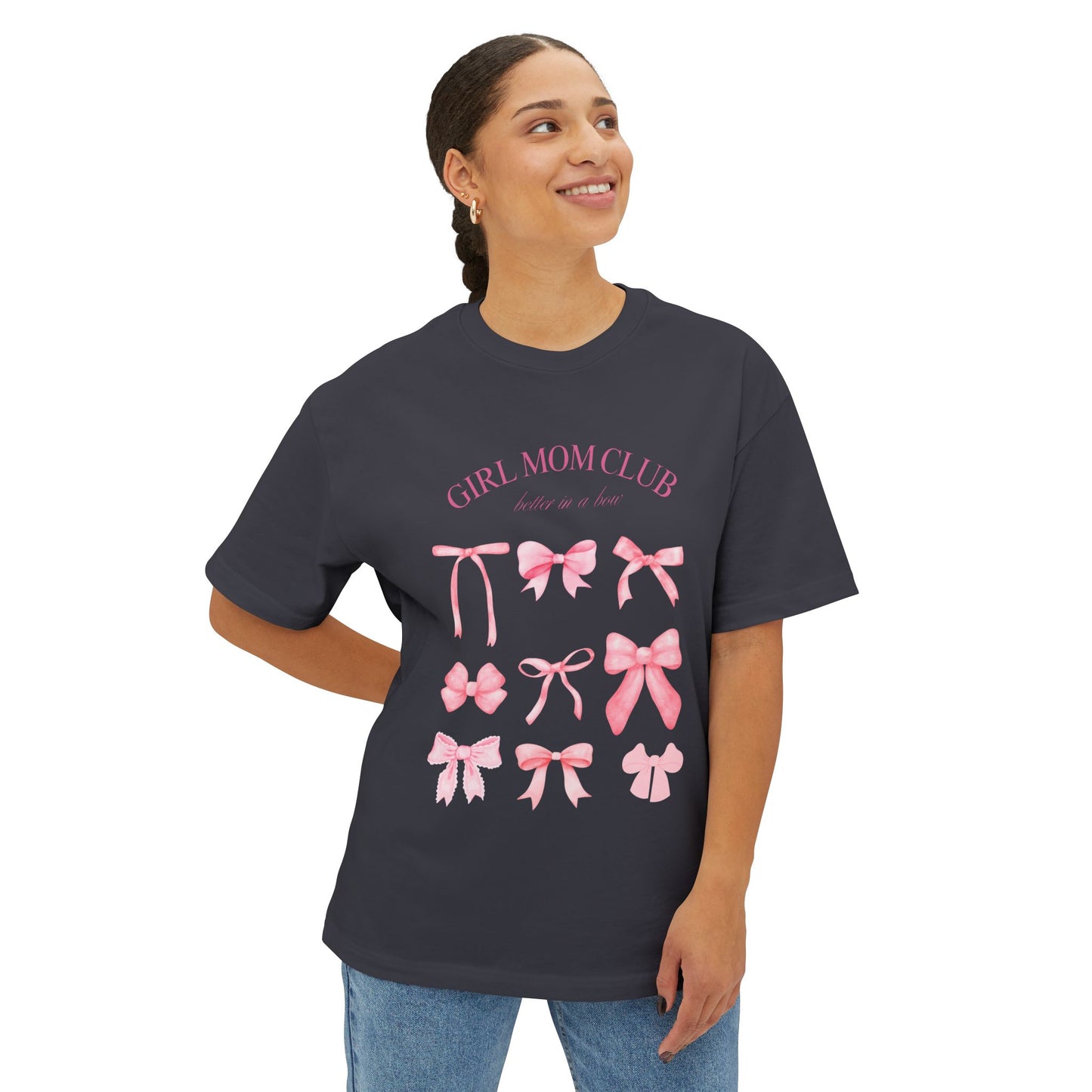 Girl Mom Club Graphic Unisex Oversized Tee, Girly Casual Wear, Cute Gift for Her, Spring/Summer Fashion, Relaxed Fit Top