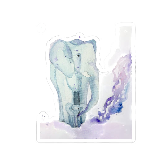 Watercolor Elephant Mama & Baby Kiss-Cut Stickers