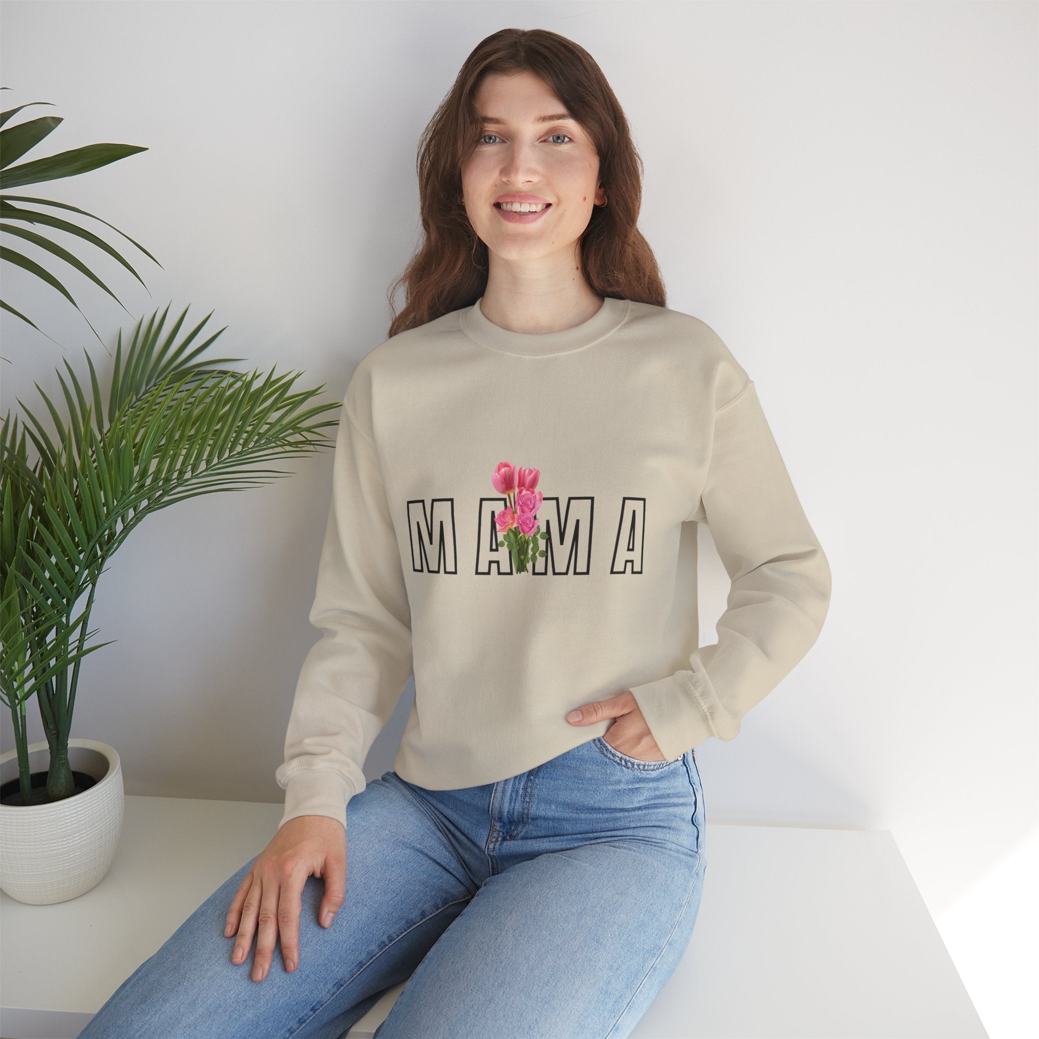 Amy Marie Mama Floral Crewneck Sweatshirt — Mom Gift for Mother's Day