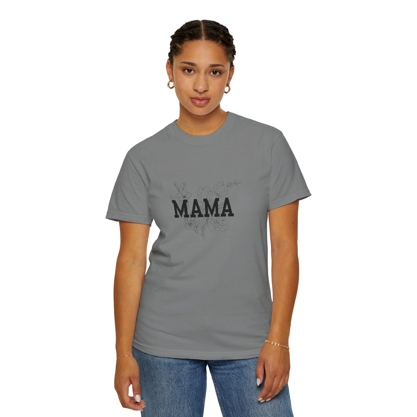 Mama Floral T‑Shirt — Distressed Script Mom Tee for Mother's Day