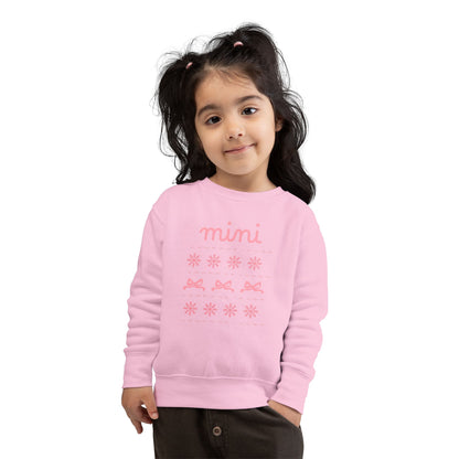 Mini Christmas Toddler Sweatshirt — Pink Bow & Snowflake Cozy Pullover