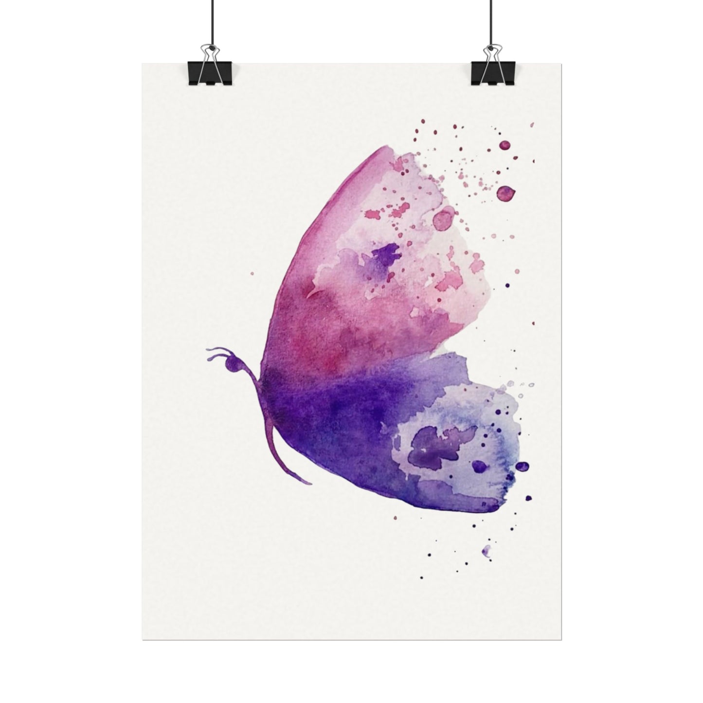 Watercolor Butterfly Poster — Textured Matte Art Print