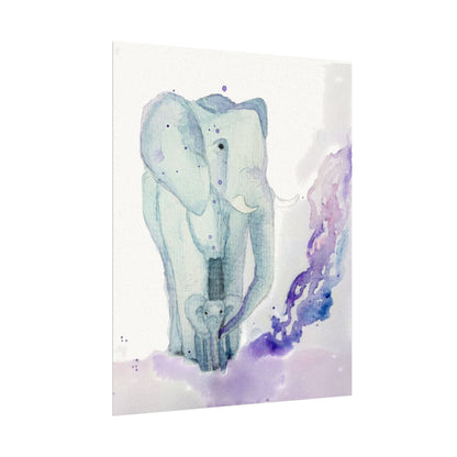 Watercolor Elephant Poster – Textured Matte Nursery Wall Art