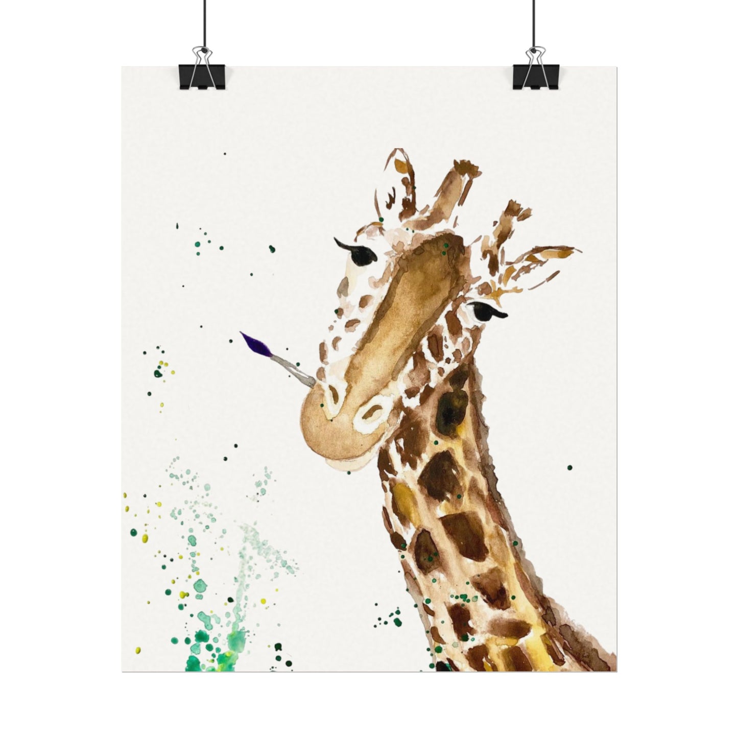 Giraffe Watercolor Poster — Textured Matte Nursery Art