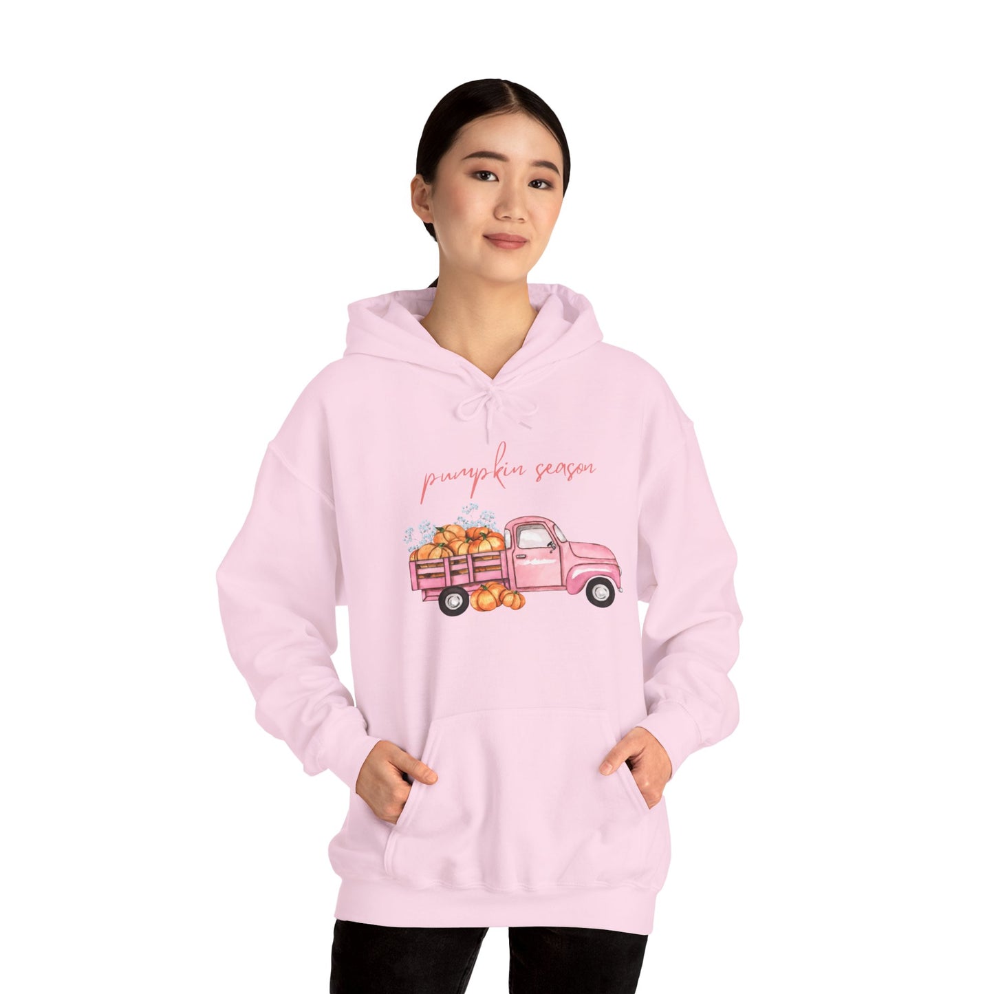Pumpkin Season Hoodie with Vintage Truck Design | Fall Sweatshirt