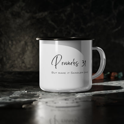 Proverbs 31 But Make It Sandler Chic Enamel Camp Cup