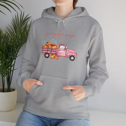 Pumpkin Season Hoodie with Vintage Truck Design | Fall Sweatshirt