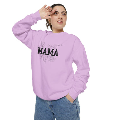 MAMA Floral Distressed Sweatshirt — Cozy Mother's Day Mom Crewneck