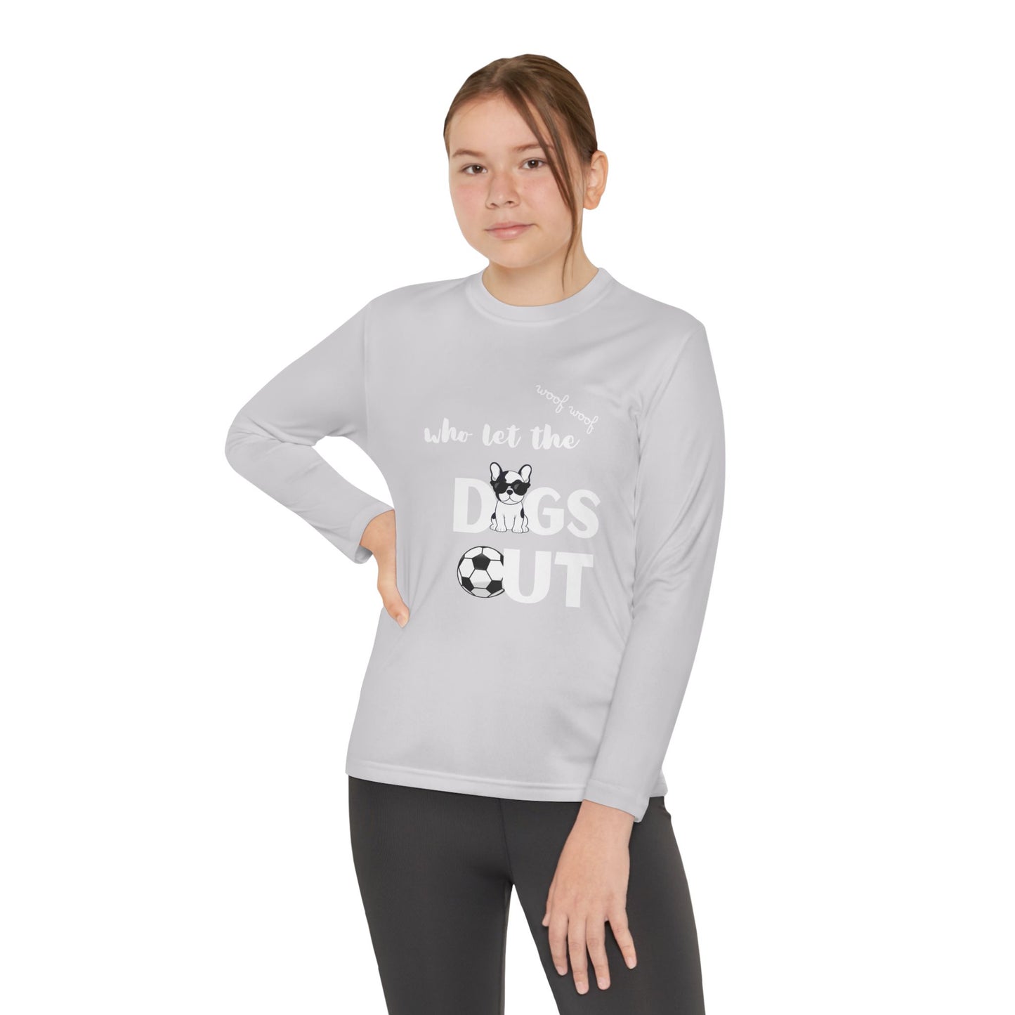 Youth Long Sleeve Dog-Themed Tee, Perfect for Young Animal Lovers, Cool Dog Playwear, Birthday Gift, Sports Events, Casual Outfits
