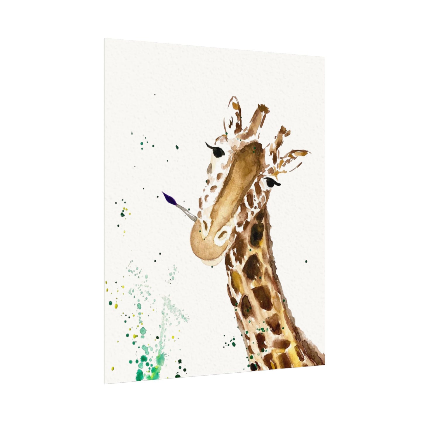 Giraffe Watercolor Poster — Textured Matte Nursery Art