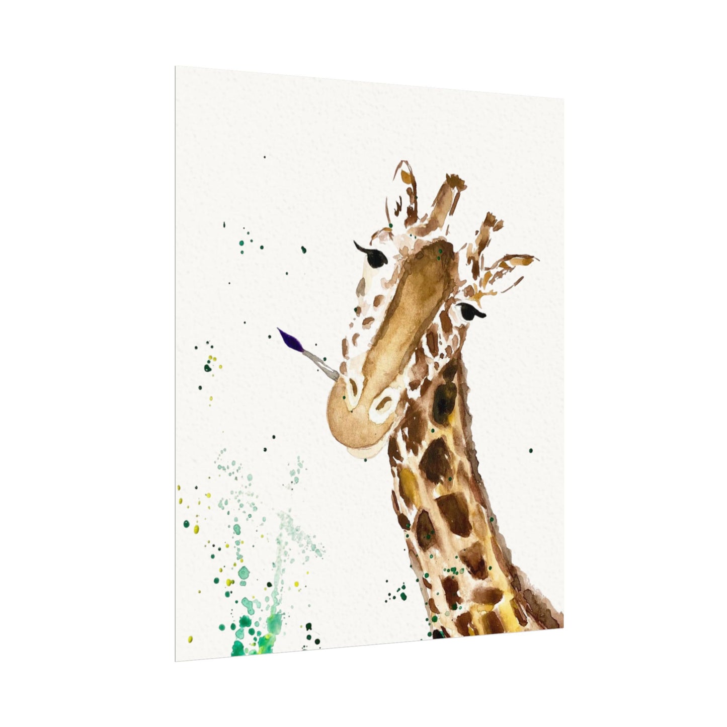 Giraffe Watercolor Poster — Textured Matte Nursery Art