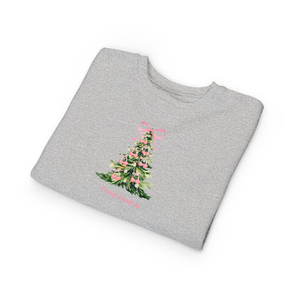 Christmas Tree Pink Cherry Bow Toddler Sweatshirt