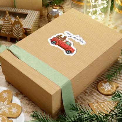 Merry Christmas Truck w/ Presents and Dog Kiss-Cut Stickers