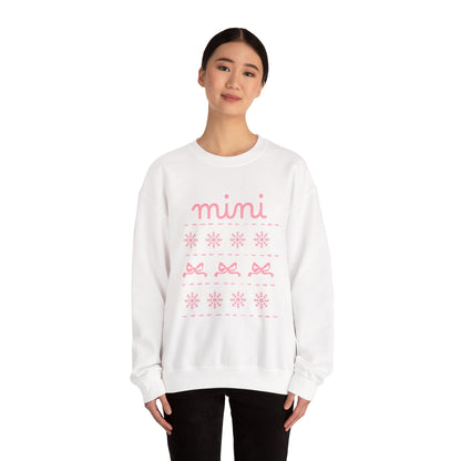 Mini Christmas Crewneck Sweatshirt Adult Sizes— Pink Holiday Mama Graphic