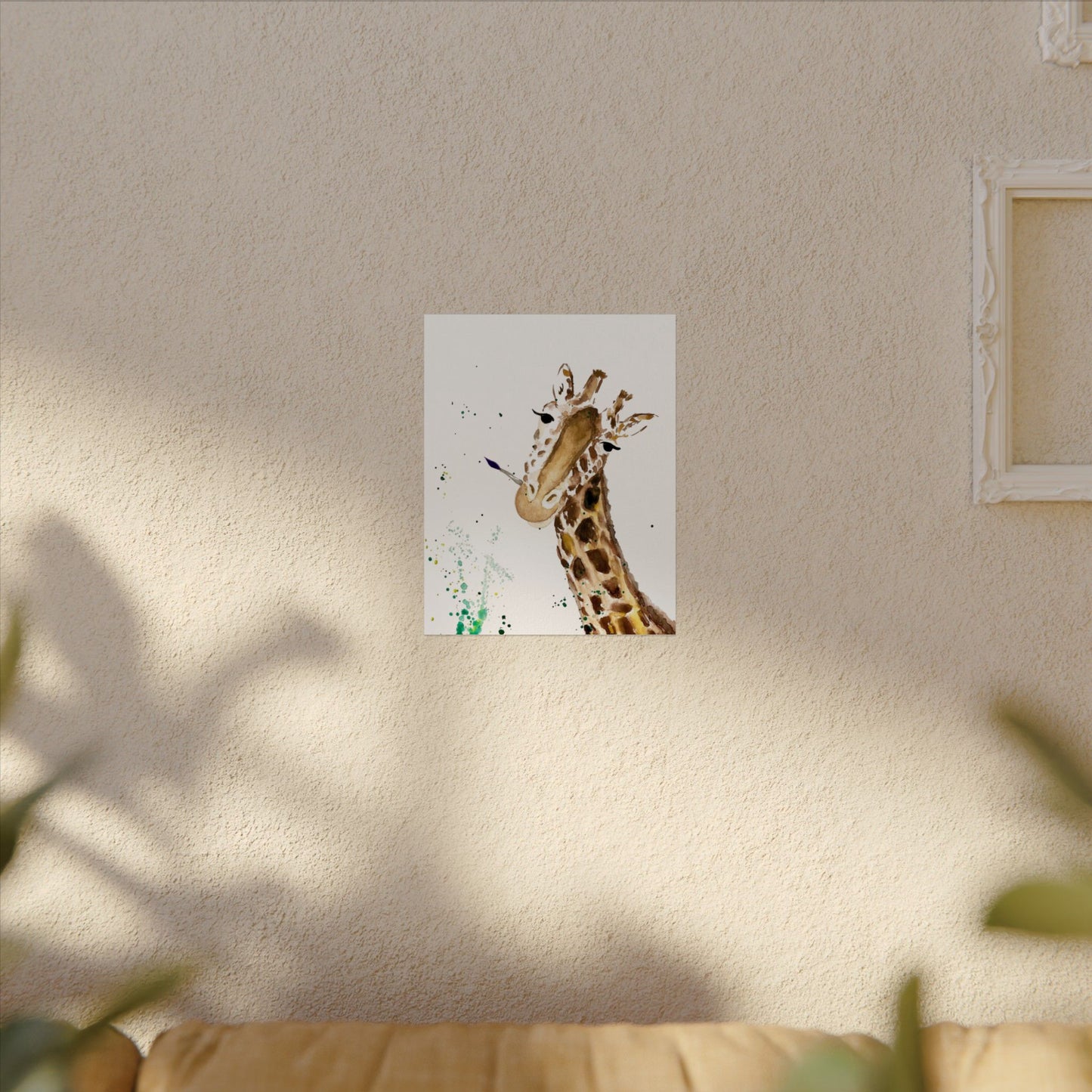 Giraffe Watercolor Poster — Textured Matte Nursery Art