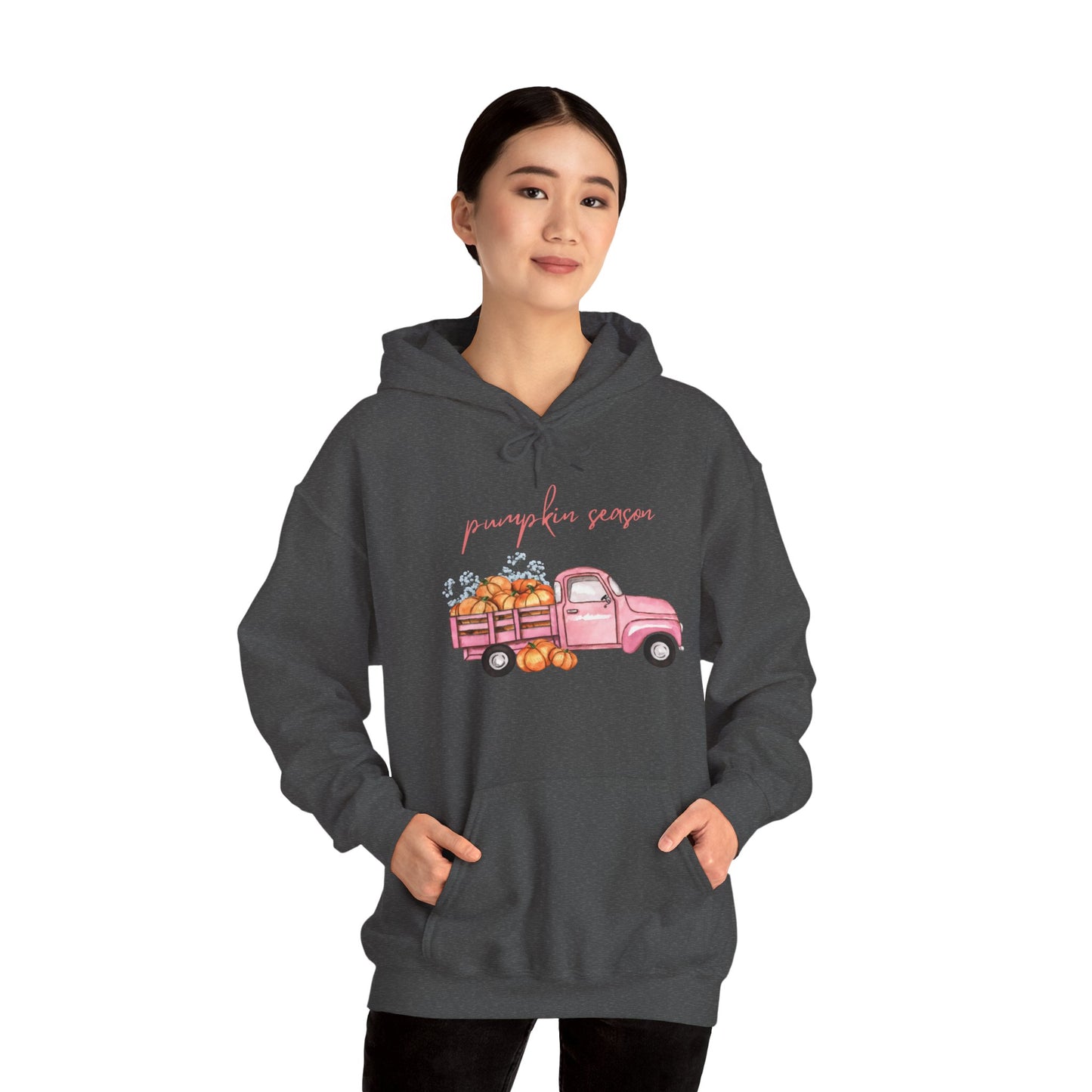 Pumpkin Season Hoodie with Vintage Truck Design | Fall Sweatshirt