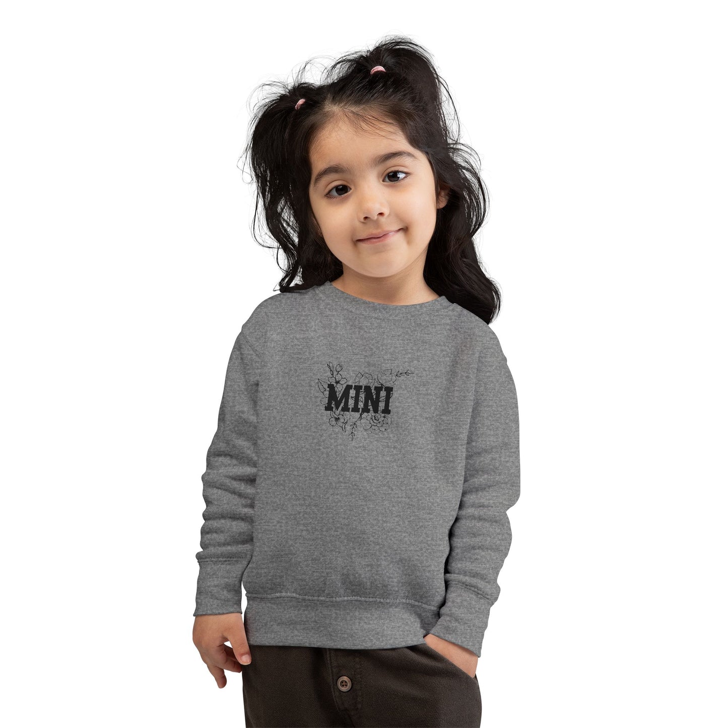 Mini Floral Toddler Sweatshirt — Cute 'MINI' Graphic Pullover for Kids